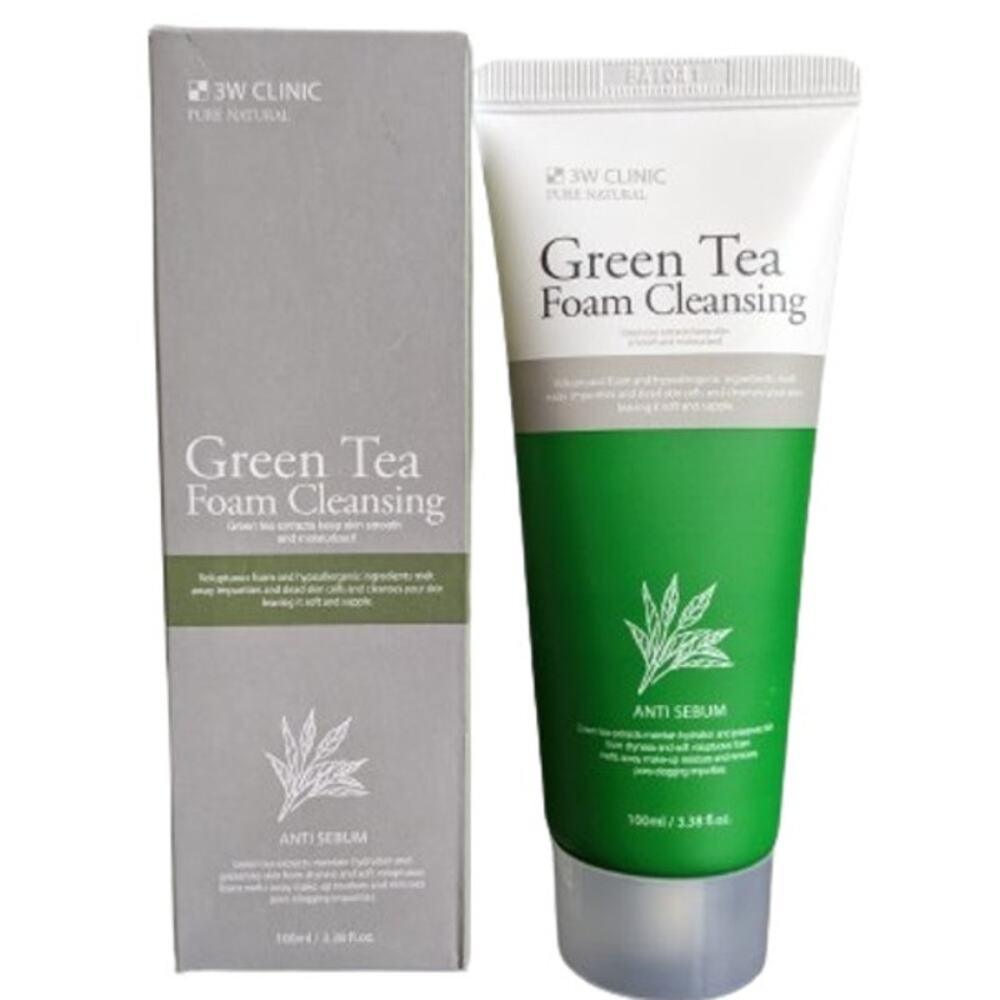 3W CLINIC Green Tea Foam Cleansing Face Wash EXP. 01//03/2025-3.38oz/100ml-M44
